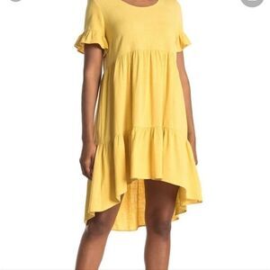Susina Yellow Tiered Hi Low Sun Dress